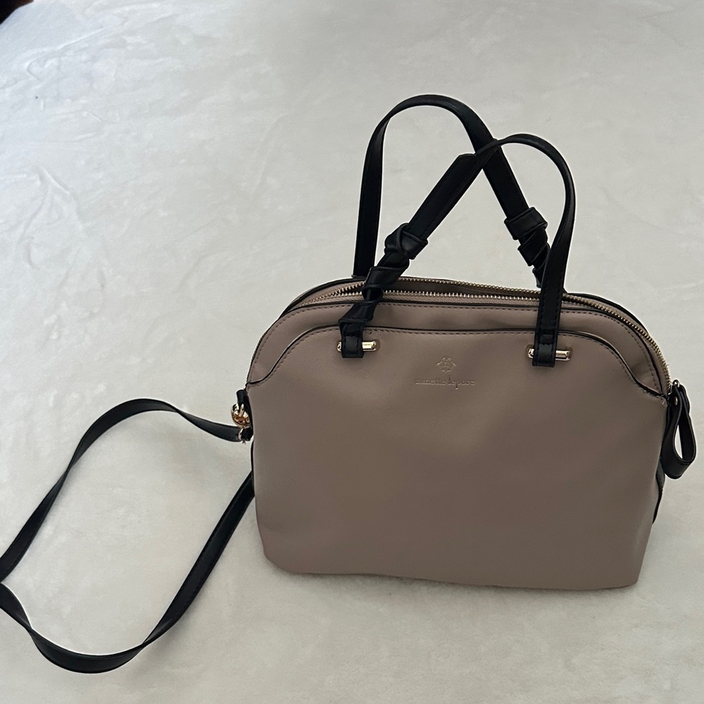 Nanette Lepore Taupe Crossbody Bag with Black Straps